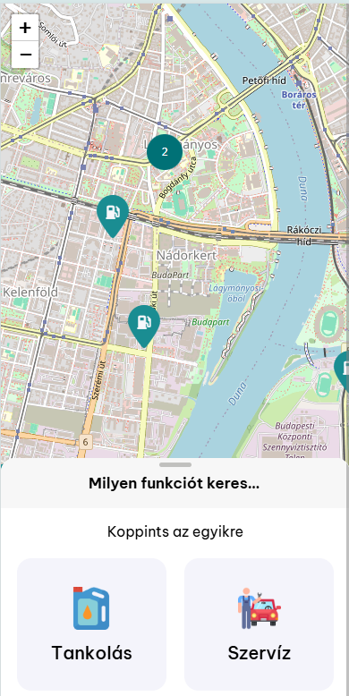 Járművem mobil alkalmazás főoldala