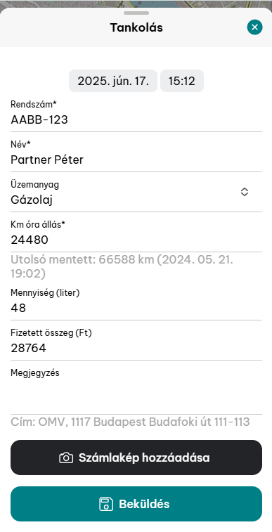 Járművem tankolás rögzítés screenshot